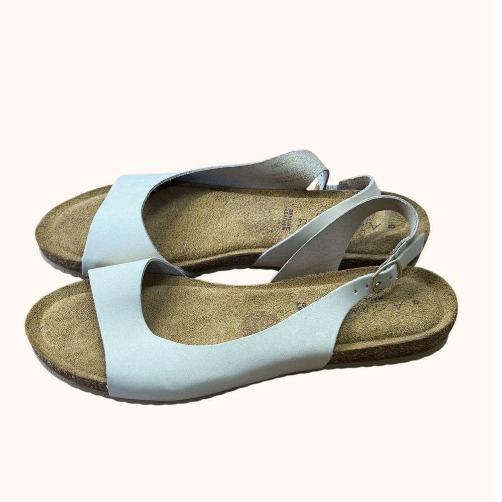 A. Giannetti Slingback Sandals Women Size 9 Cream Leather Made in‎ Italy Comfort